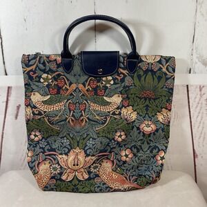 Signare Tapestry Foldable Tote Bag William Morris Strawberry Thief Birds Floral